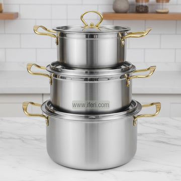 3 Pcs Stainless Steel Cookware Set with Lid HRM009