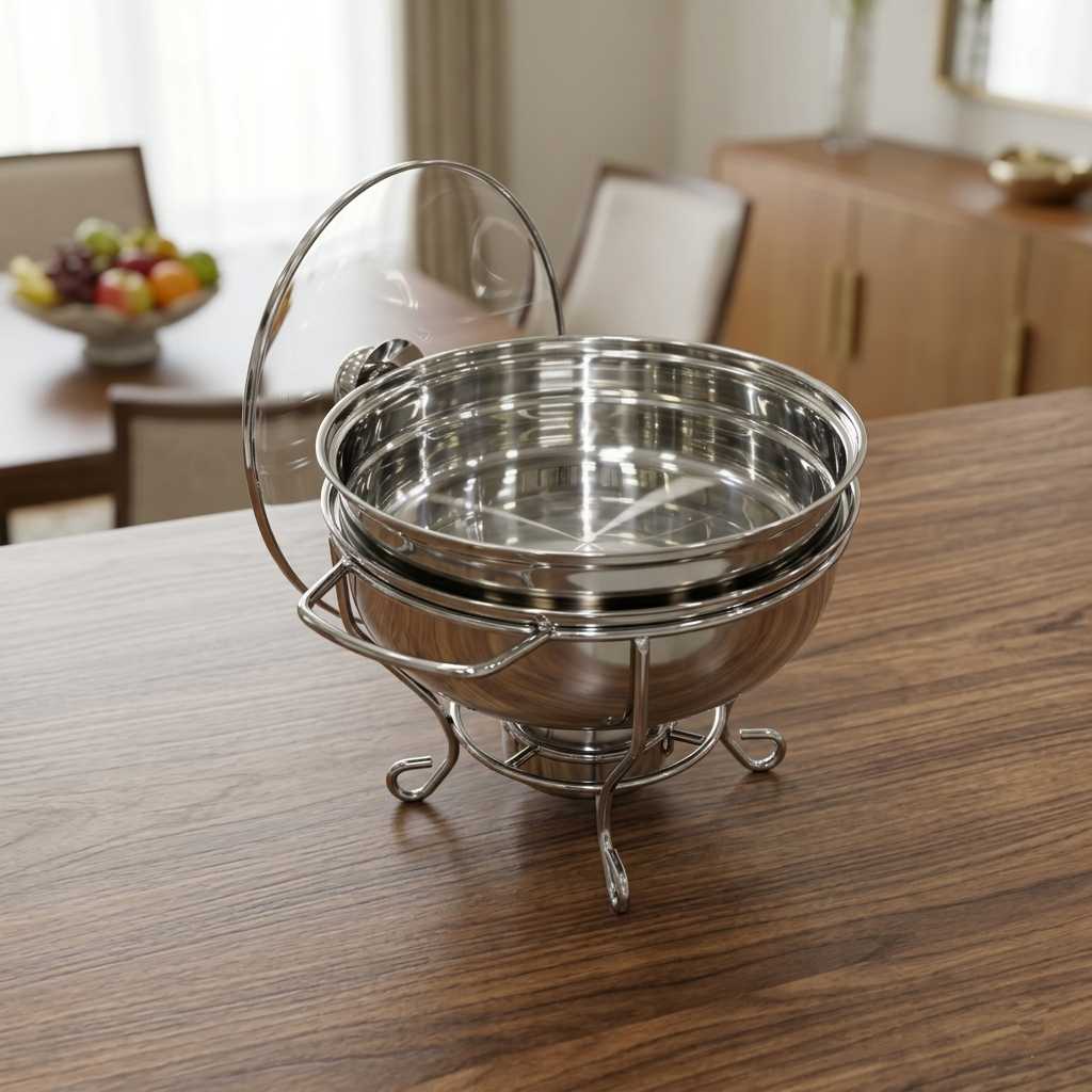 3.5 Liter Round Shape Buffet Chafing Dish with Glass Lid UT7433