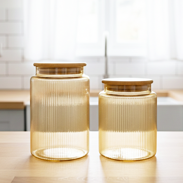 2 Pcs Airtight Glass Cookie Jar / Spice Jar IF136 (সেল)