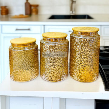 3 Pcs Airtight Glass Cookie Jar / Spice Jar Set SGR0173