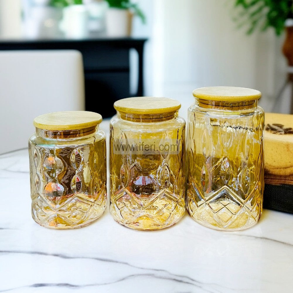 3 Pcs Airtight Glass Cookie Jar / Spice Jar Set SGR0178