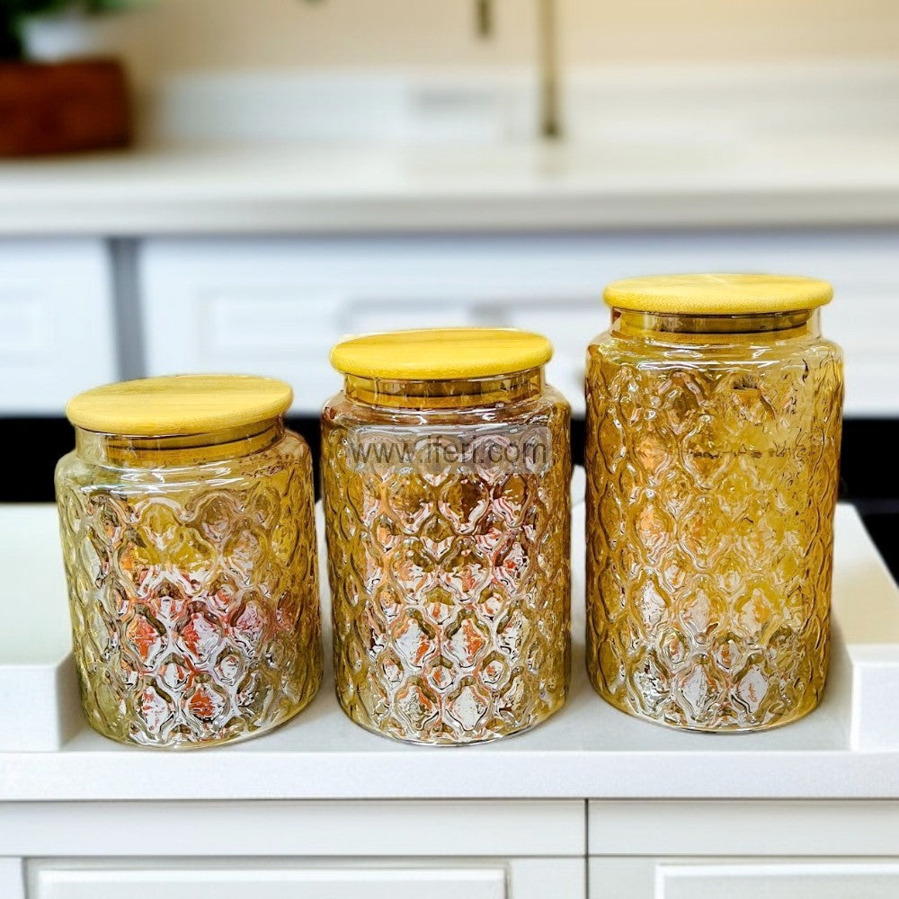 3 Pcs Airtight Glass Cookie Jar / Spice Jar Set SGR0176