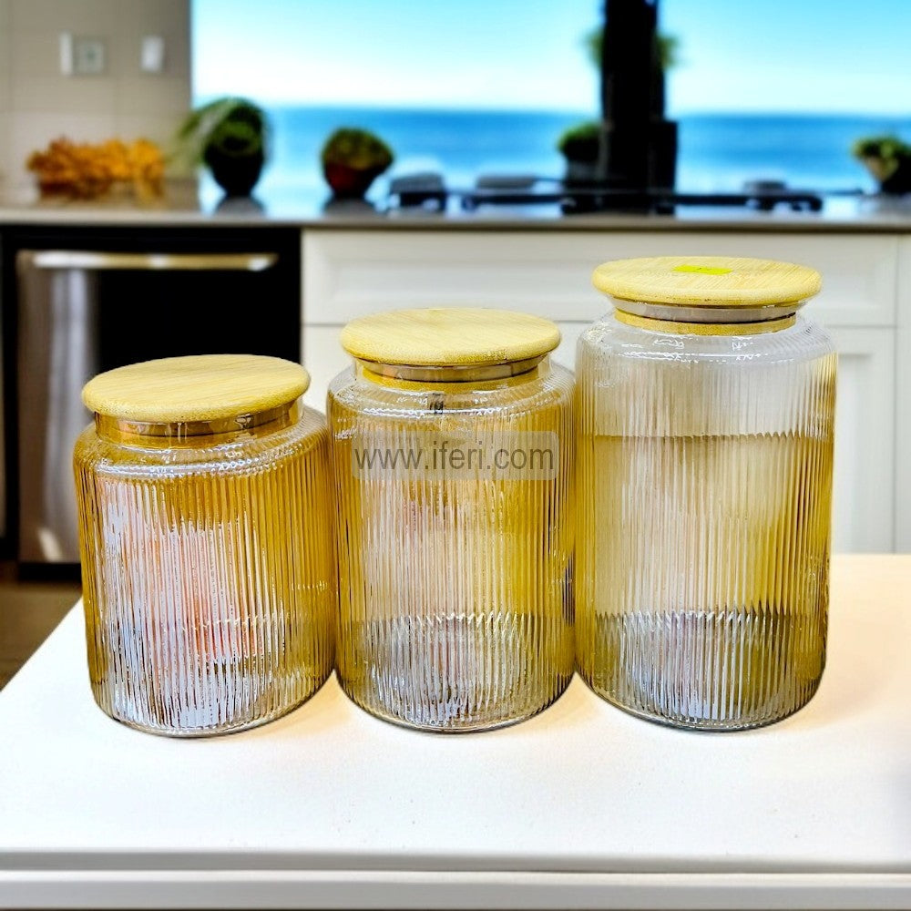 3 Pcs Airtight Glass Cookie Jar / Spice Jar Set SGR0177