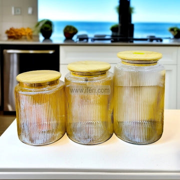 3 Pcs Airtight Glass Cookie Jar / Spice Jar Set SGR0177