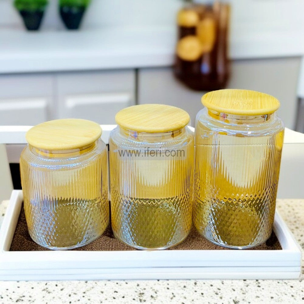 3 Pcs Airtight Glass Cookie Jar / Spice Jar Set SGR0174