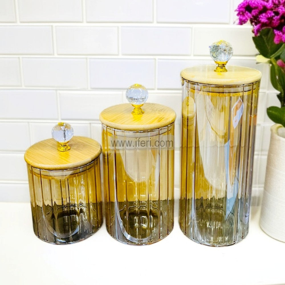 3 Pcs Airtight Glass Cookie Jar / Spice Jar Set SGR0179