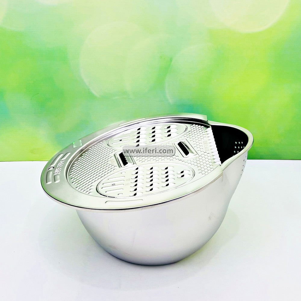 2 in 1 Multifunctional Stainless Steel Rice Drainer, Vegetable Cutter & Grater MT372