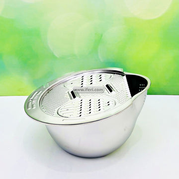 2 in 1 Multifunctional Stainless Steel Rice Drainer, Vegetable Cutter & Grater MT372