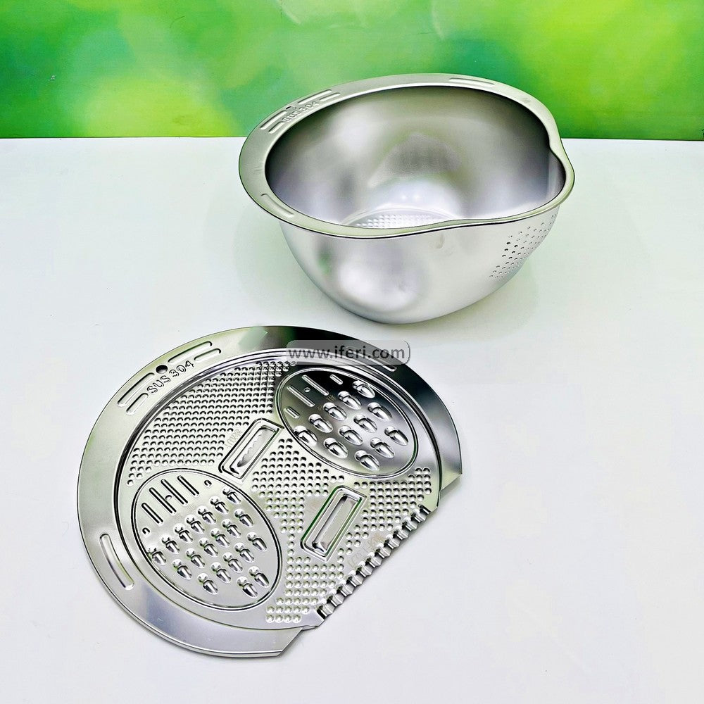 2 in 1 Multifunctional Stainless Steel Rice Drainer, Vegetable Cutter & Grater MT372