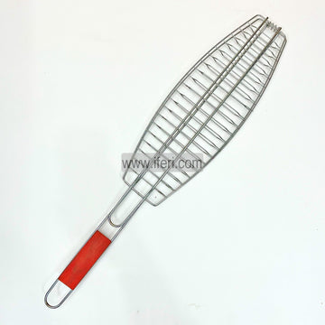 Fish Shape BBQ Grill Net Basket with Wooden Handle TG227