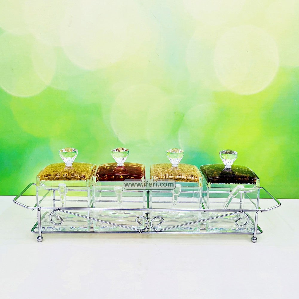 4 Pcs Acrylic Spice Jar Set with Stand RH0412