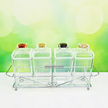 4 Pcs Acrylic Spice Jar Set with Stand RH0414