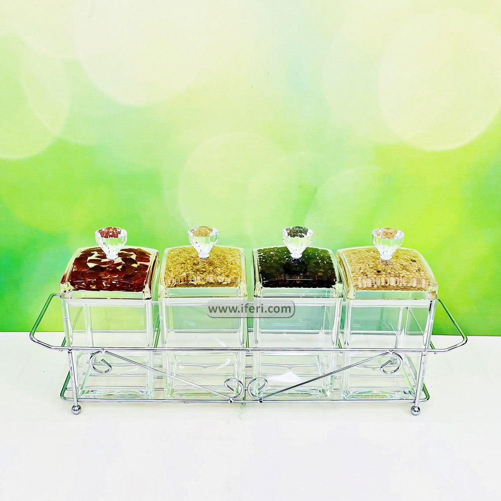 4 Pcs Acrylic Spice Jar Set with Stand RH0416