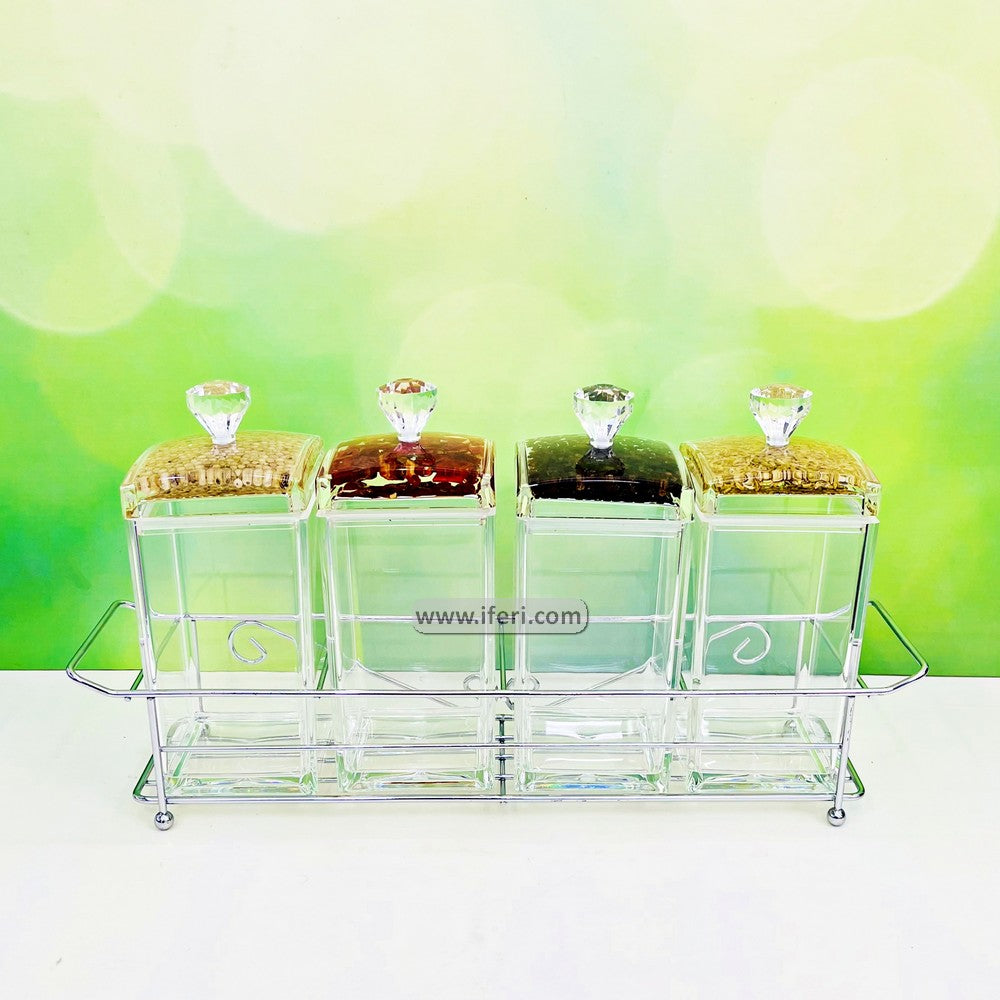 4 Pcs Acrylic Spice Jar Set with Stand RH0415