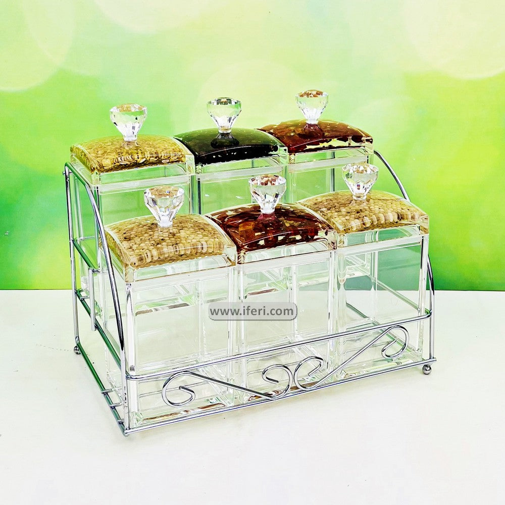 6 Pcs Acrylic Spice Jar Set with Stand RH0420