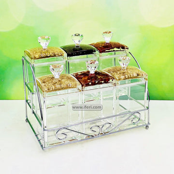 6 Pcs Acrylic Spice Jar Set with Stand RH0420