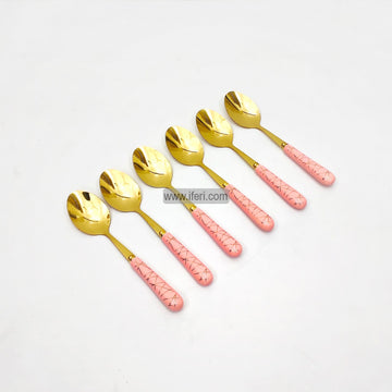 6 Pcs Ceramic Handle Metal Tea Spoon Set TG10366