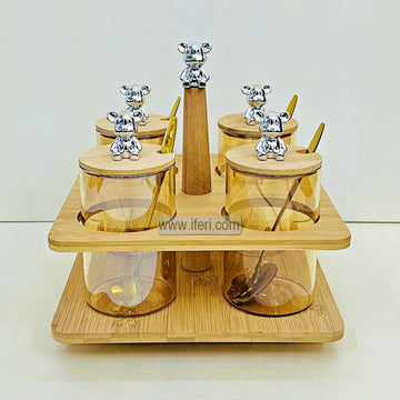 4 Pcs Airtight Glass Cookie Jar / Spice Jar Set with Revolving Stand RH0480