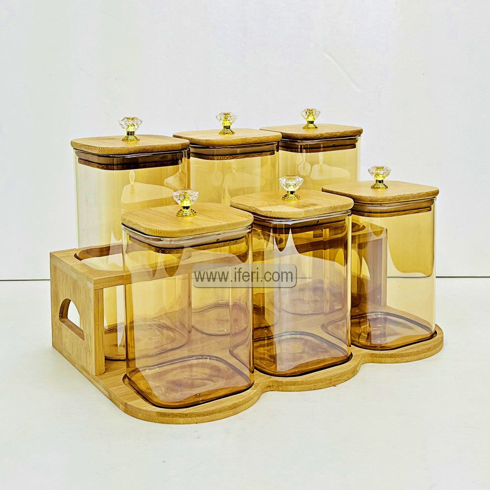 6 Pcs Airtight Glass Cookie Jar / Spice Jar Set Stand RH0482 – iferi.com
