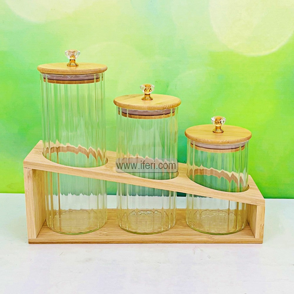 3 Pcs Airtight Glass Cookie Jar / Spice Jar Set Stand RH0484
