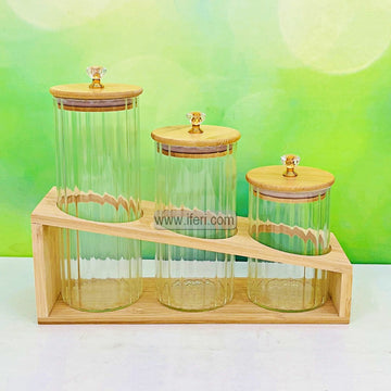 3 Pcs Airtight Glass Cookie Jar / Spice Jar Set Stand RH0484
