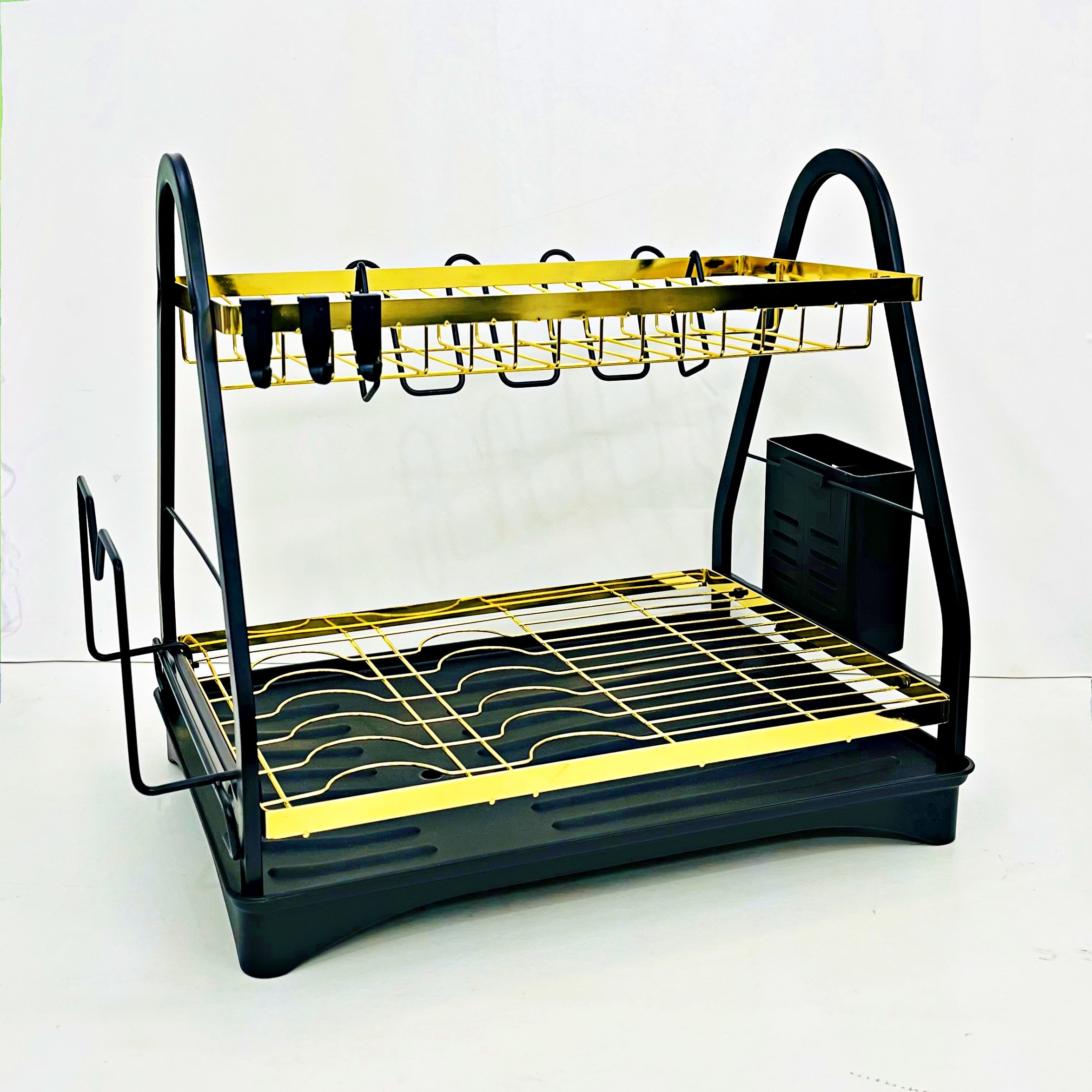 2 Tier Metal Dish Drying Storage Rack with Spoon Holder ALP2204