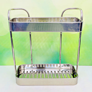 2 Tier Wall Hanging Stainless Steel Corner Shelf ALP2210