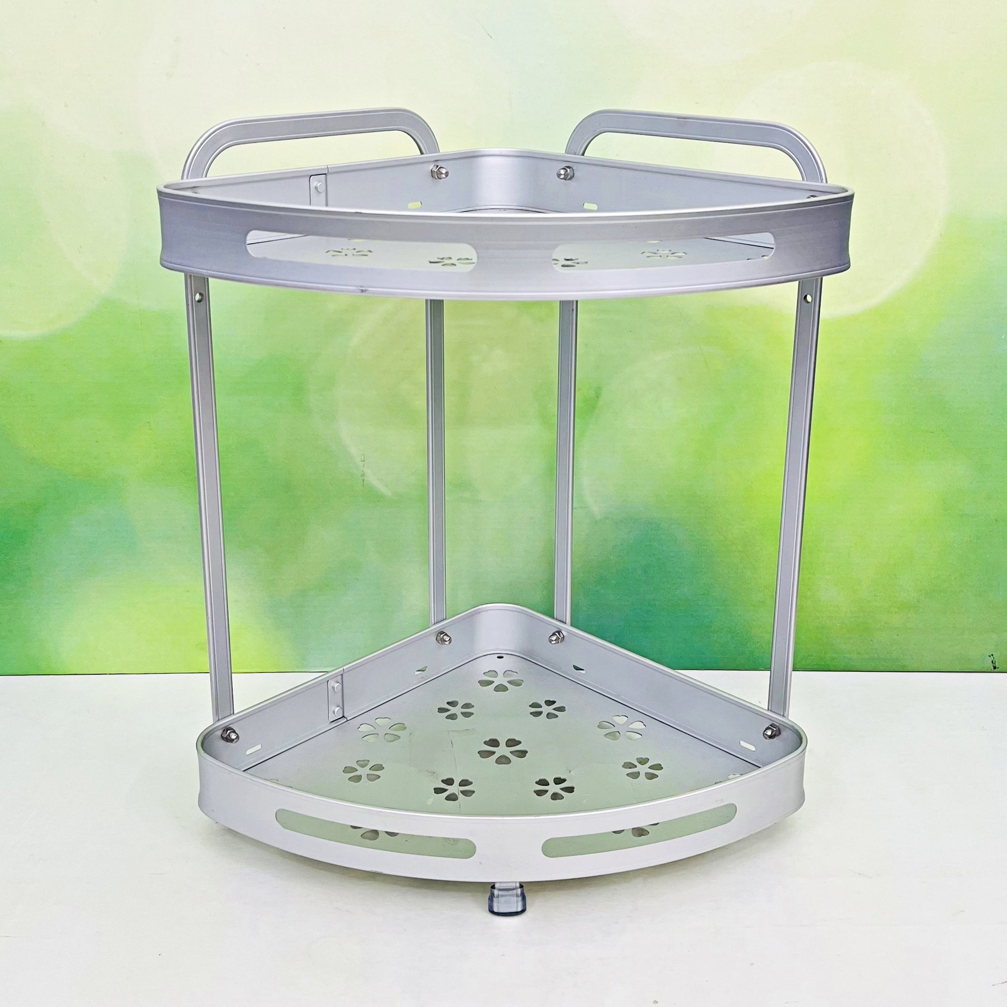 2 Tier Wall Hanging Aluminium Corner Shelf ALP2211