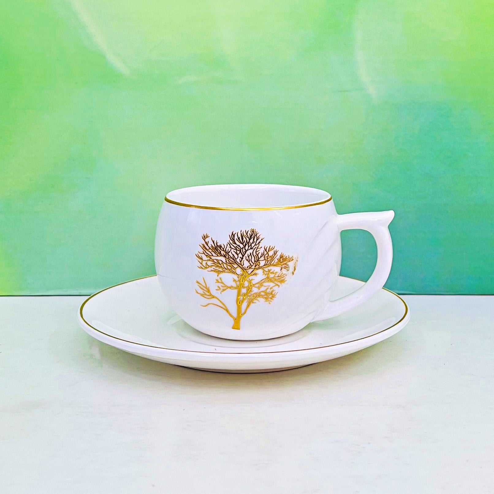 12 Pcs Golden Rim Ceramic Tea Cup & Saucer Set RY3157-1