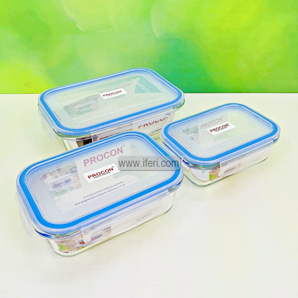 3 Pcs Oven Proof Glass Food Container Set SJ067