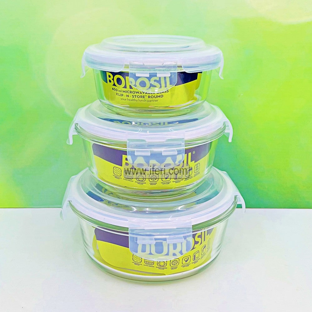 3 Pcs Oven Proof Glass Food Container Set SJ070-1