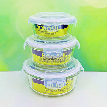 3 Pcs Oven Proof Glass Food Container Set SJ070-1