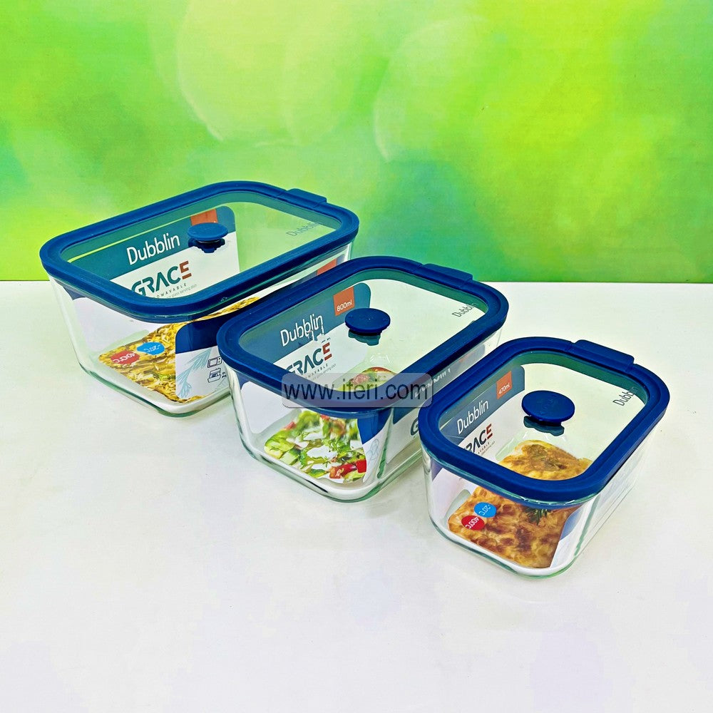 3 Pcs Oven Proof Glass Food Container Set SJ099