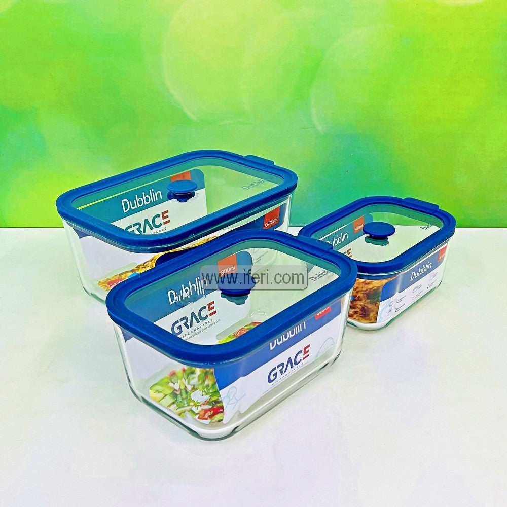3 Pcs Oven Proof Glass Food Container Set SJ099