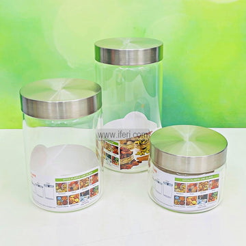3 Pcs Premium Airtight Glass Cookie Jar / Spice Jar SJ125