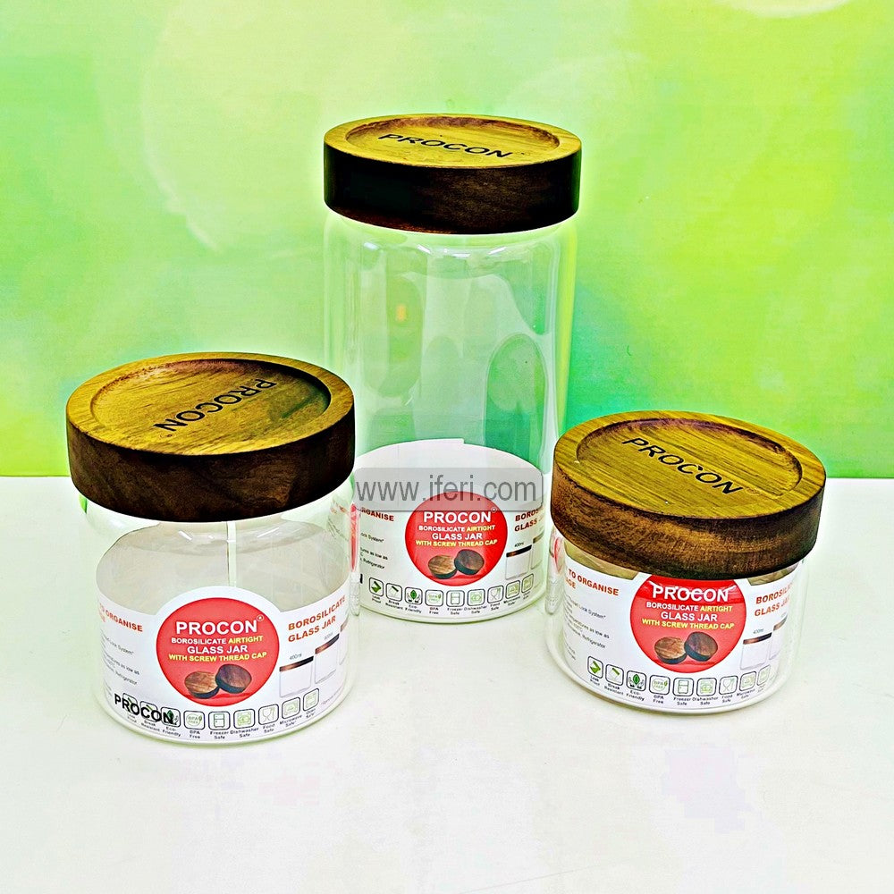 3 Pcs Premium Airtight Glass Cookie Jar / Spice Jar SJ129