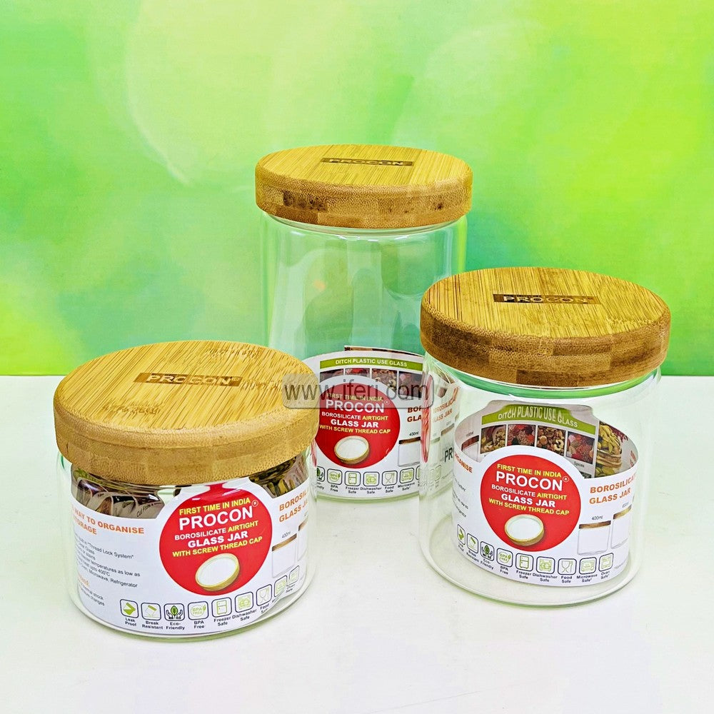 3 Pcs Premium Airtight Glass Cookie Jar / Spice Jar SJ133
