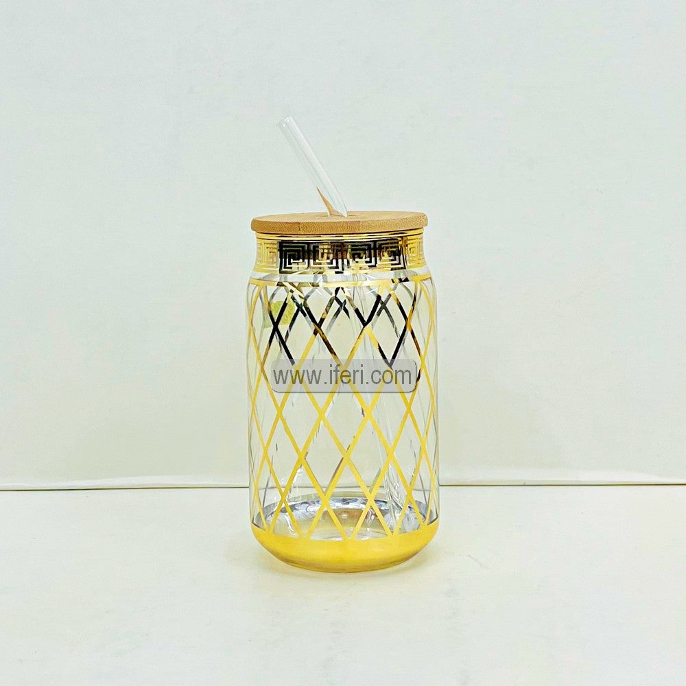 5.5 Inch Glass Juice Sipper Mug with Straw TG1705