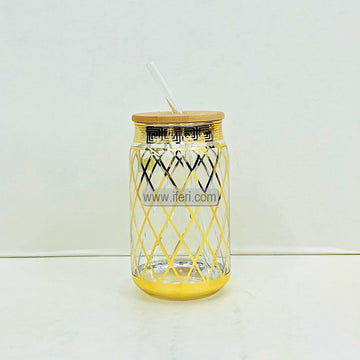 5.5 Inch Glass Juice Sipper Mug with Straw TG1705