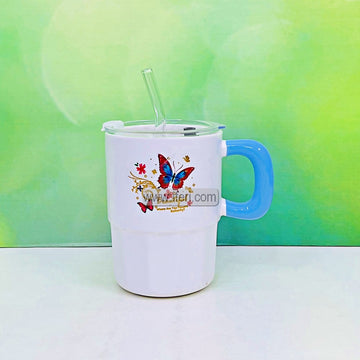 4.9 Inch Ceramic Coffee Mug Sipper with Lid TG1721