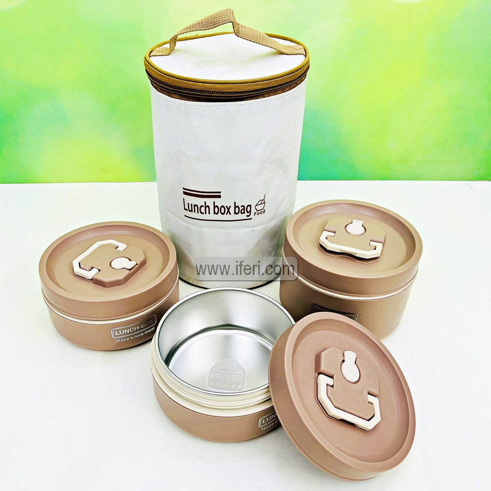 3 Pcs Airtight Lunch Box, Tiffin Carrier with Insulated Carrying Bag TG1764