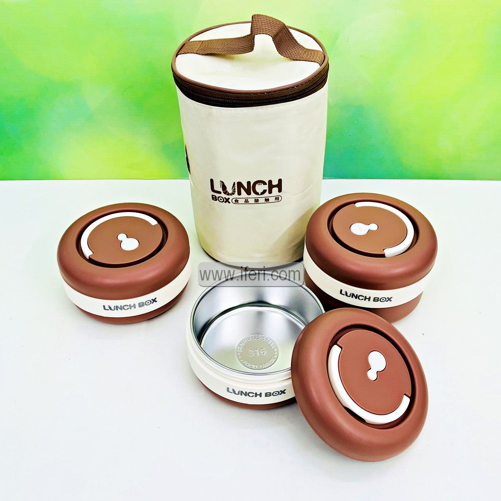 3 Pcs Airtight Lunch Box, Tiffin Carrier with Insulated Carrying Bag TG1765