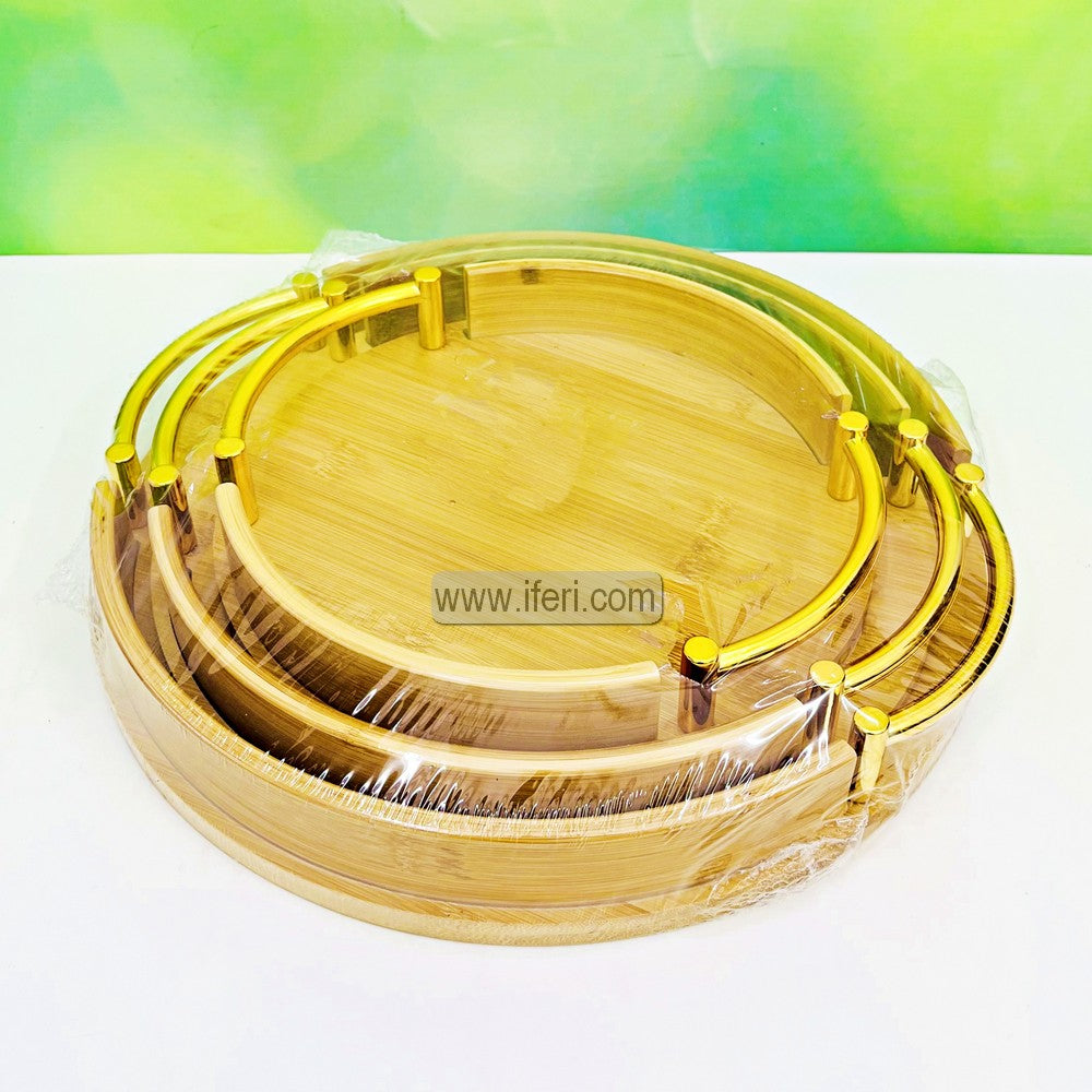 3 Pcs Exclusive Round Bamboo Serving Tray TG1772