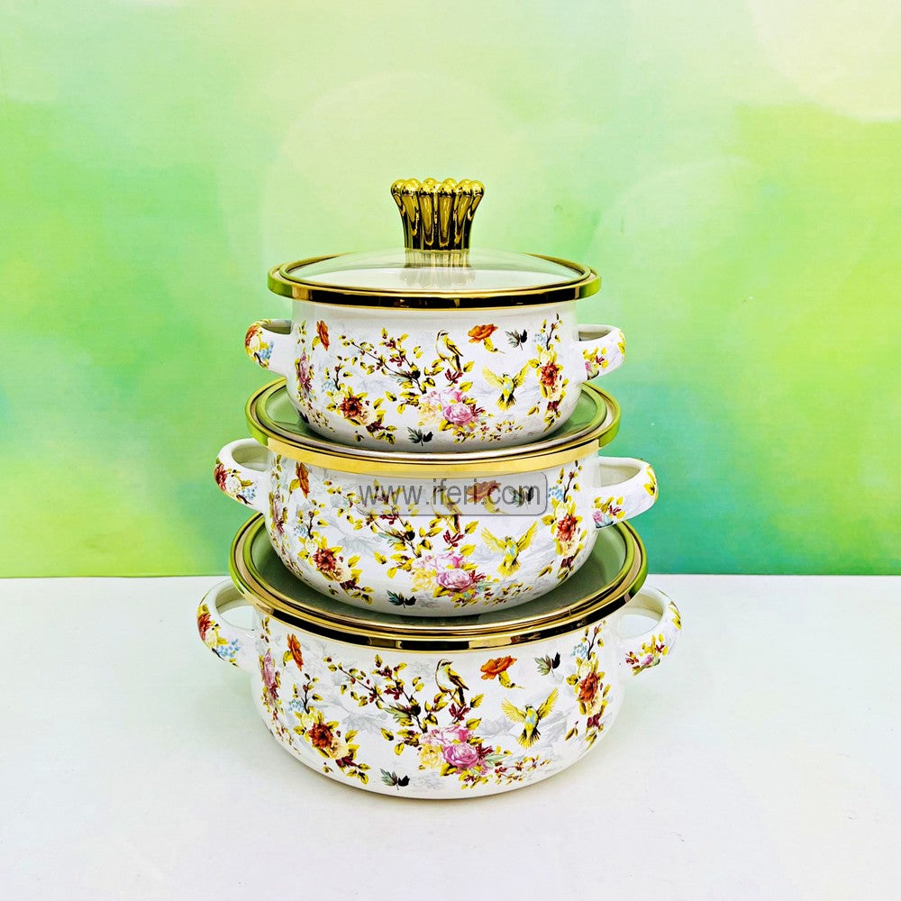 3 Pcs Enamel Soup Pot, Stew Pot, Casserole, Cookware with Lid RY3269