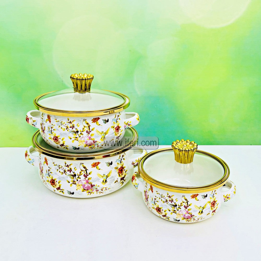 3 Pcs Enamel Soup Pot, Stew Pot, Casserole, Cookware with Lid RY3269