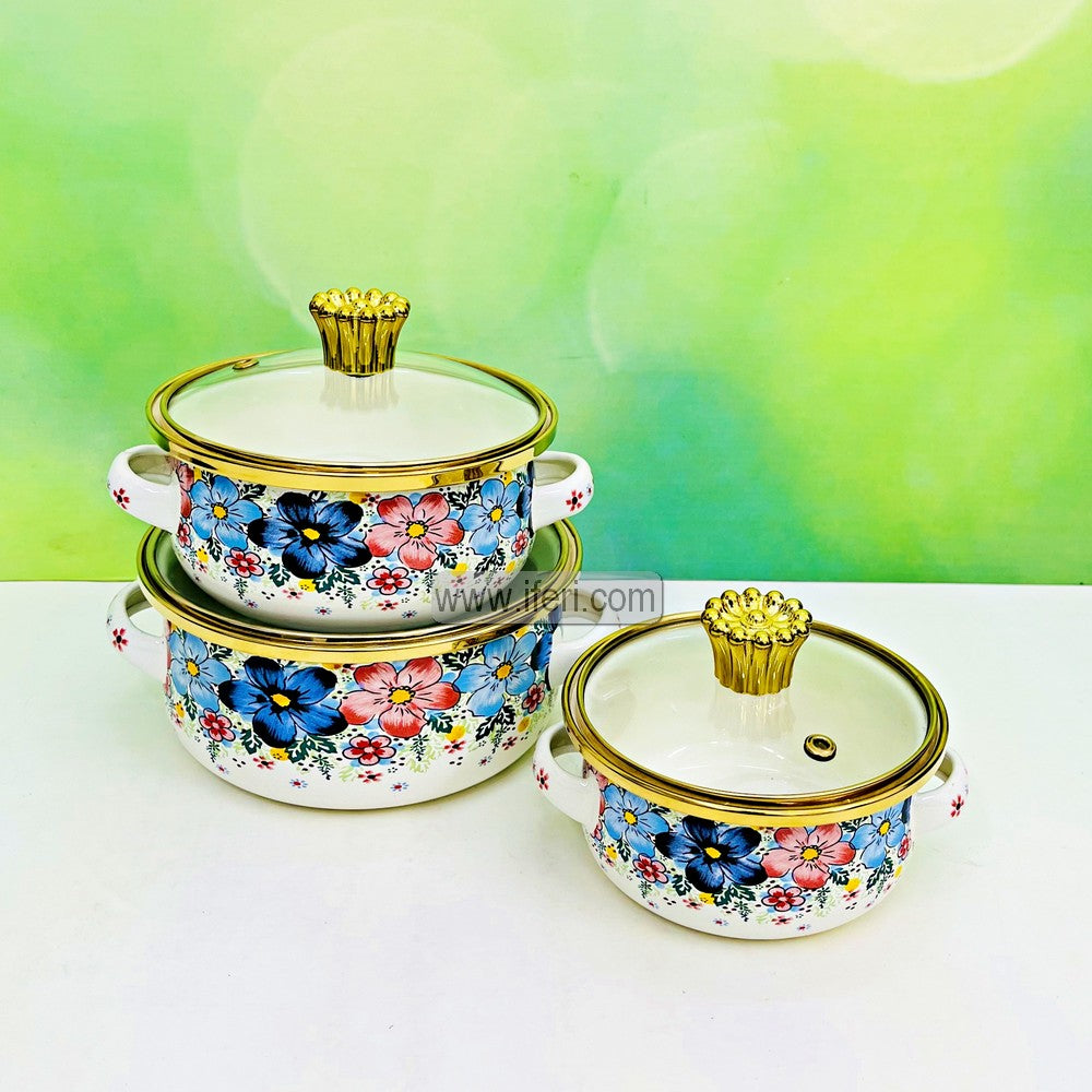 3 Pcs Enamel Soup Pot, Stew Pot, Casserole, Cookware with Lid RY3270