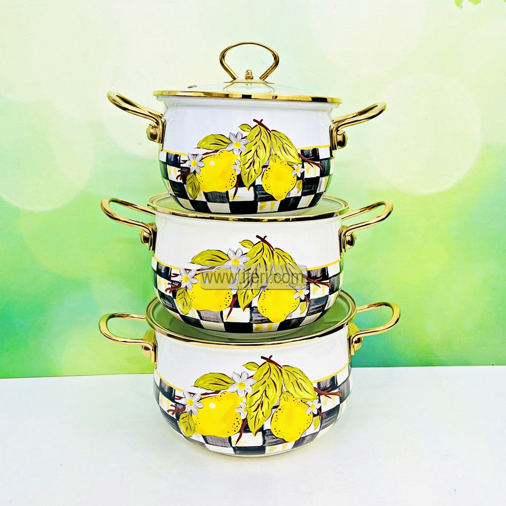 3 Pcs Enamel Soup Pot, Stew Pot, Casserole, Cookware with Lid RY3272