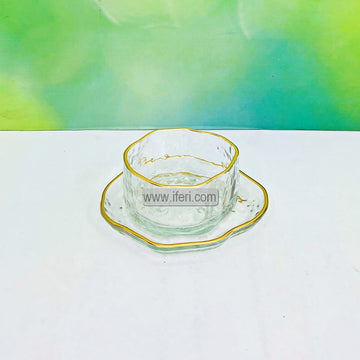 12 Pcs Golden Rim Glass Firni, Dessert, Soup Serving Bowl & Saucer Set BS103