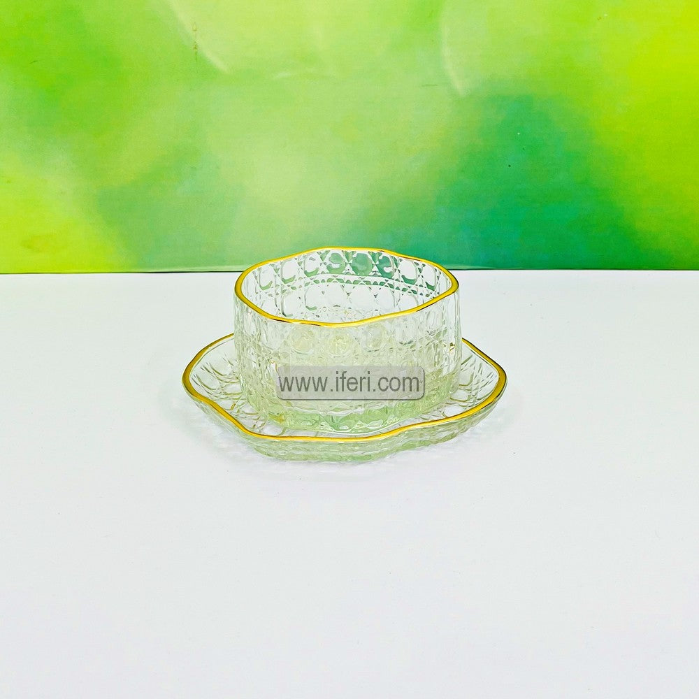 12 Pcs Golden Rim Glass Firni, Dessert, Soup Serving Bowl & Saucer Set BS104