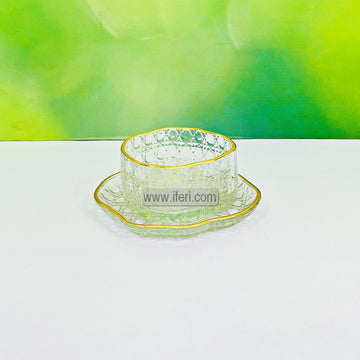 12 Pcs Golden Rim Glass Firni, Dessert, Soup Serving Bowl & Saucer Set BS104